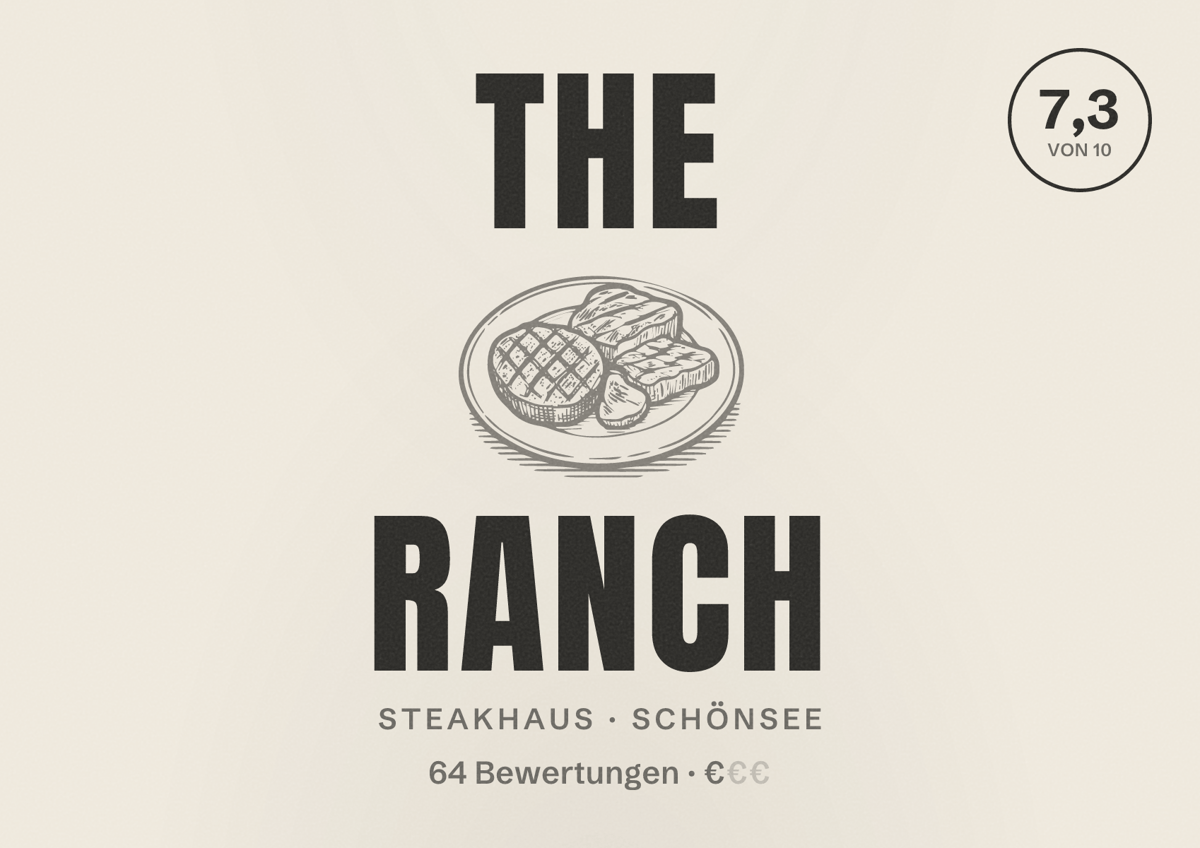 Illustriertes Poster von The Ranch, Steakhaus in Schönsee: Bewertung 7,3 von 10 aus 64 Bewertungen, Preisniveau €