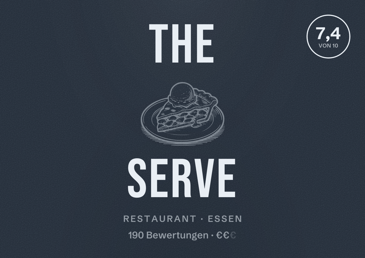 Illustriertes Poster von The Serve, Restaurant in Essen: Bewertung 7,4 von 10 aus 190 Bewertungen, Preisniveau €€