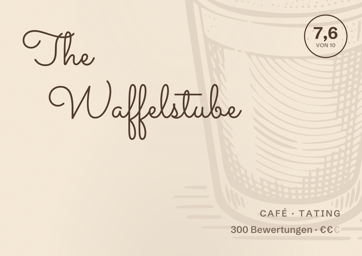 Illustriertes Poster von The Waffelstube, Café in Tating: Bewertung 7,6 von 10 aus 300 Bewertungen, Preisniveau €€