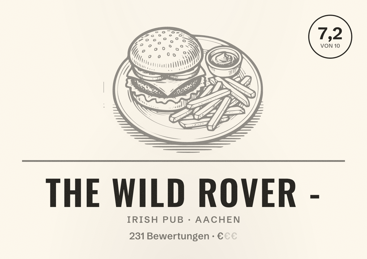 Illustriertes Poster von The Wild Rover -, Irish Pub in Aachen: Bewertung 7,2 von 10 aus 231 Bewertungen, Preisniveau €