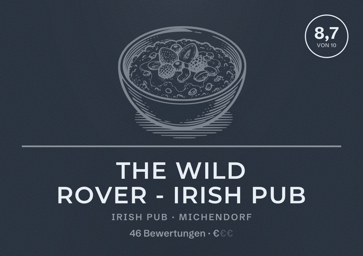 Illustriertes Poster von The Wild Rover - Irish Pub, Irish Pub in Michendorf: Bewertung 8,7 von 10 aus 46 Bewertungen, Preisniveau €