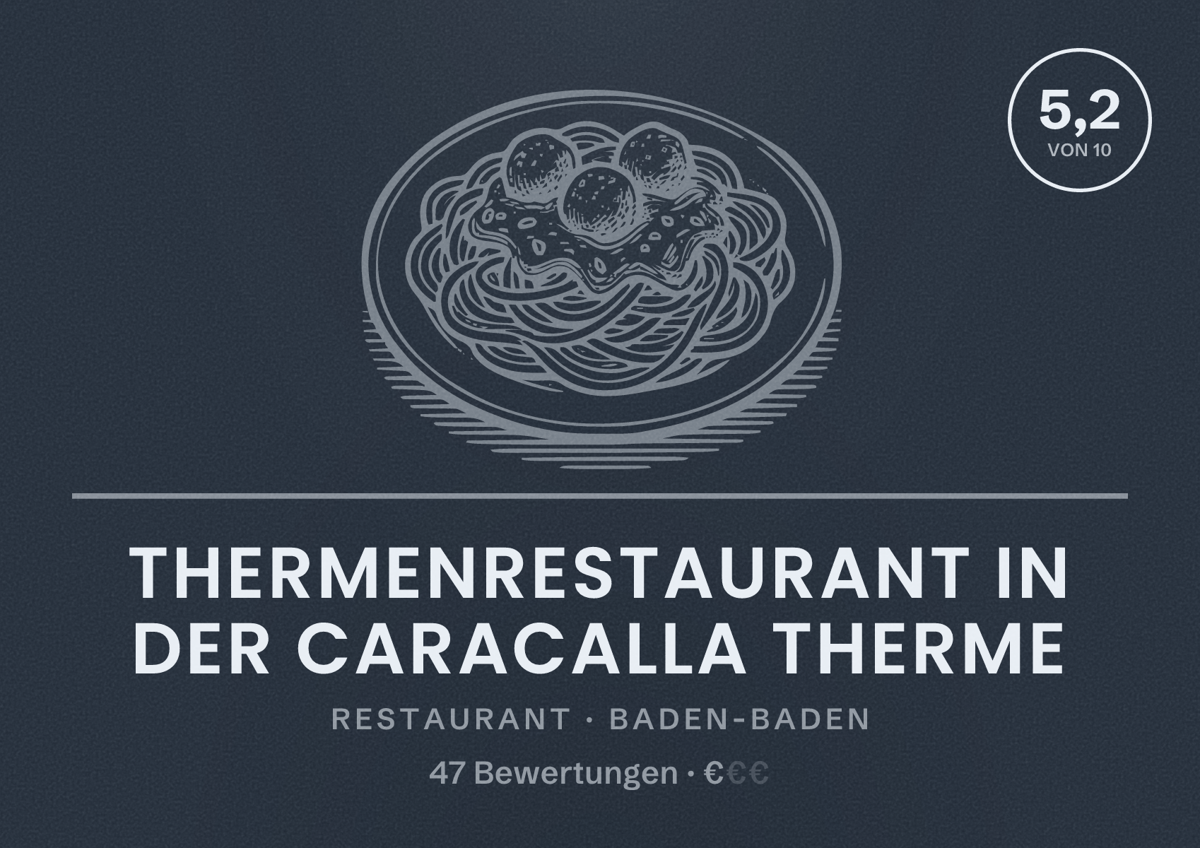 Illustriertes Poster von ThermenRestaurant in der Caracalla Therme, Restaurant in Baden-Baden: Bewertung 5,2 von 10 aus 47 Bewertungen, Preisniveau €