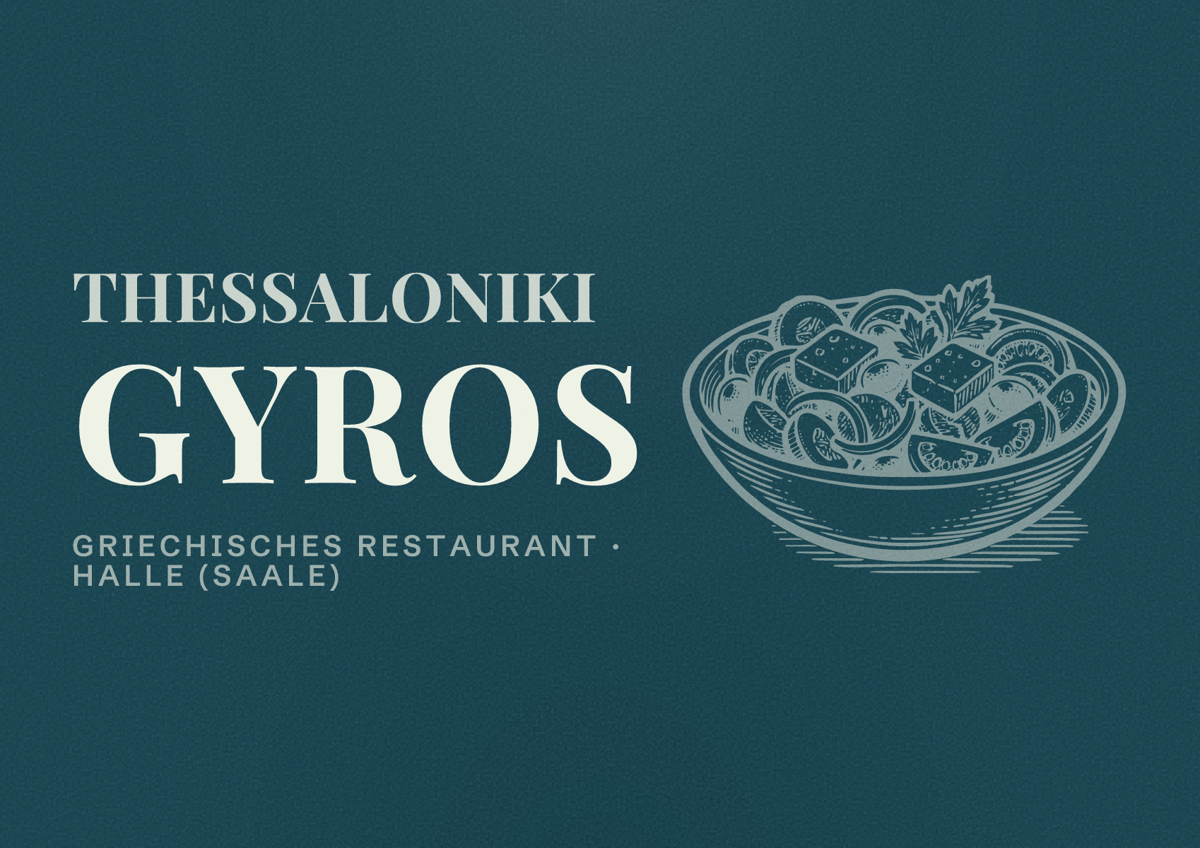 Illustriertes Poster von Thessaloniki Gyros, Griechisches Restaurant in Halle (Saale)