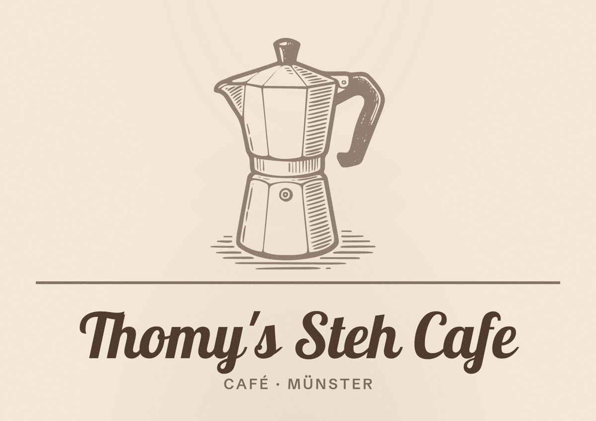 Illustriertes Poster von Thomy's Steh Cafe, Café in Münster