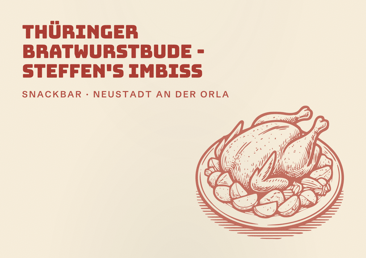 Illustriertes Poster von Thüringer Bratwurstbude - Steffen's Imbiss, Snackbar in Neustadt an der Orla