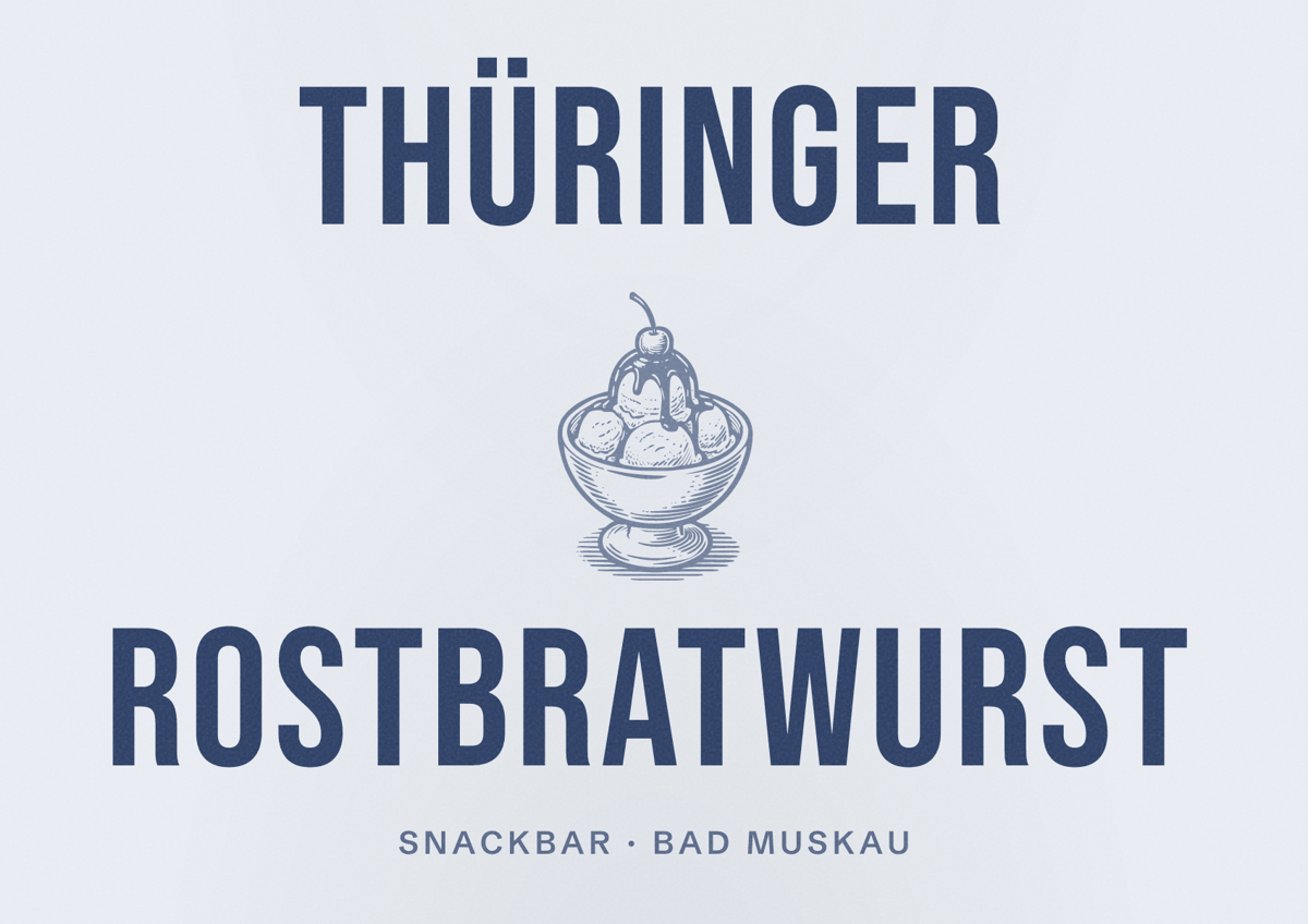 Illustriertes Poster von Thüringer Rostbratwurst, Snackbar in Bad Muskau