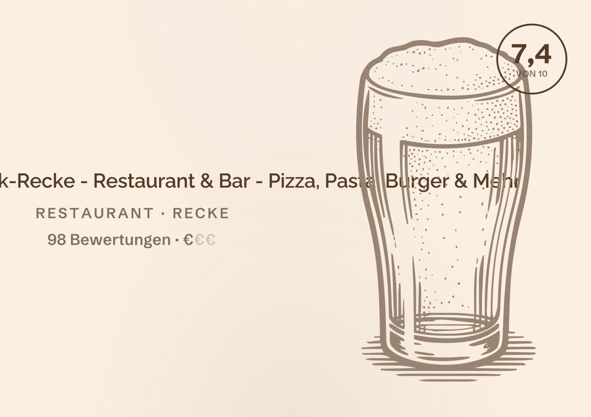 Illustriertes Poster von TiAmo Steinbeck-Recke - Restaurant & Bar - Pizza, Pasta, Burger & Mehr, Restaurant in Recke: Bewertung 7,4 von 10 aus 98 Bewertungen, Preisniveau €