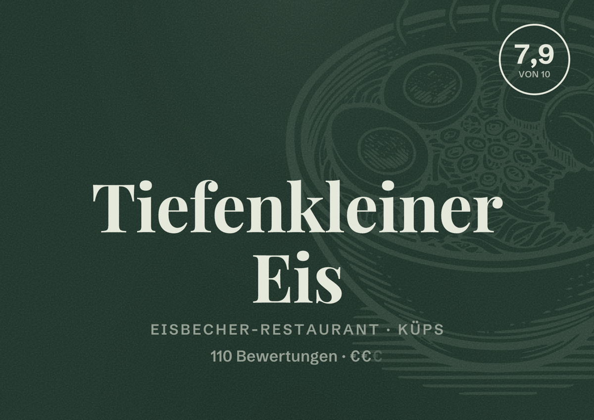Illustriertes Poster von Tiefenkleiner Eis, Eisbecher-Restaurant in Küps: Bewertung 7,9 von 10 aus 110 Bewertungen, Preisniveau €€