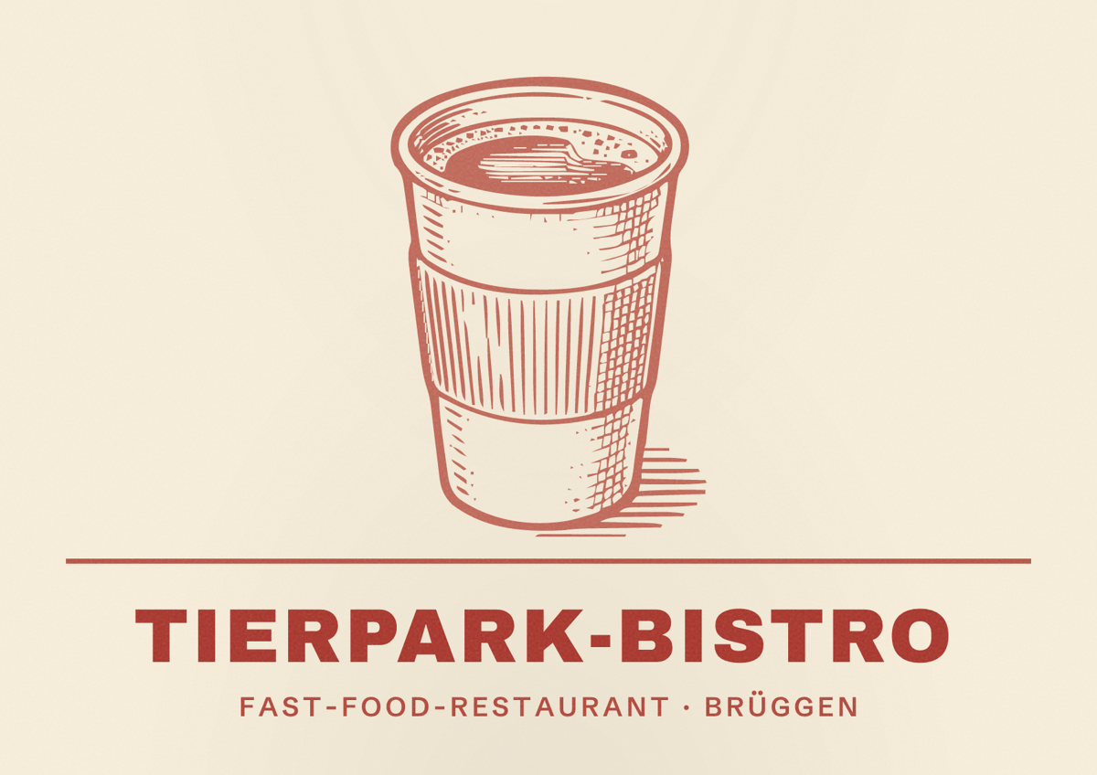 Illustriertes Poster von Tierpark-Bistro, Fast-Food-Restaurant in Brüggen