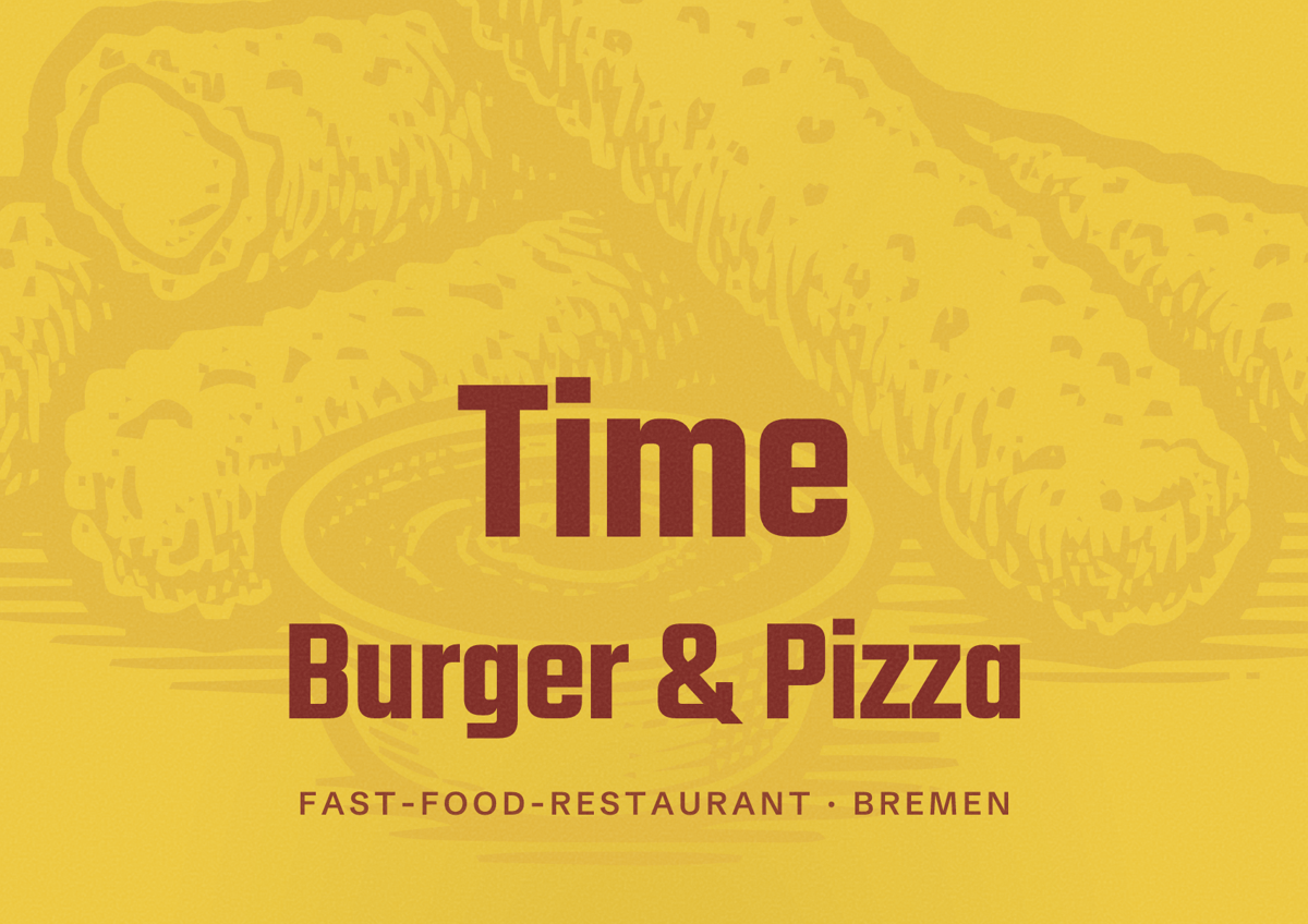 Illustriertes Poster von Time Burger & Pizza, Fast-Food-Restaurant in Bremen