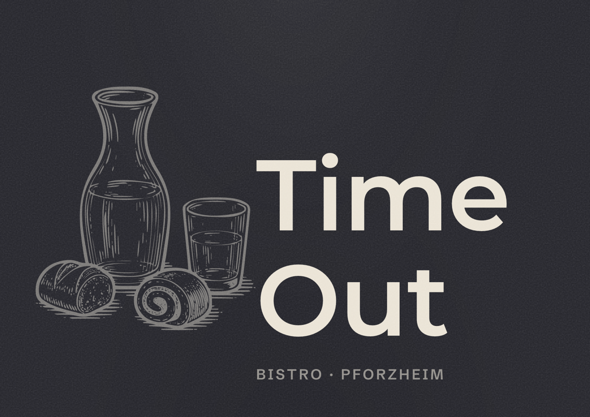 Illustriertes Poster von Time Out, Bistro in Pforzheim