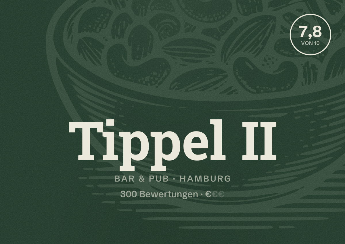 Illustriertes Poster von Tippel II, Bar & Pub in Hamburg: Bewertung 7,8 von 10 aus 300 Bewertungen, Preisniveau €