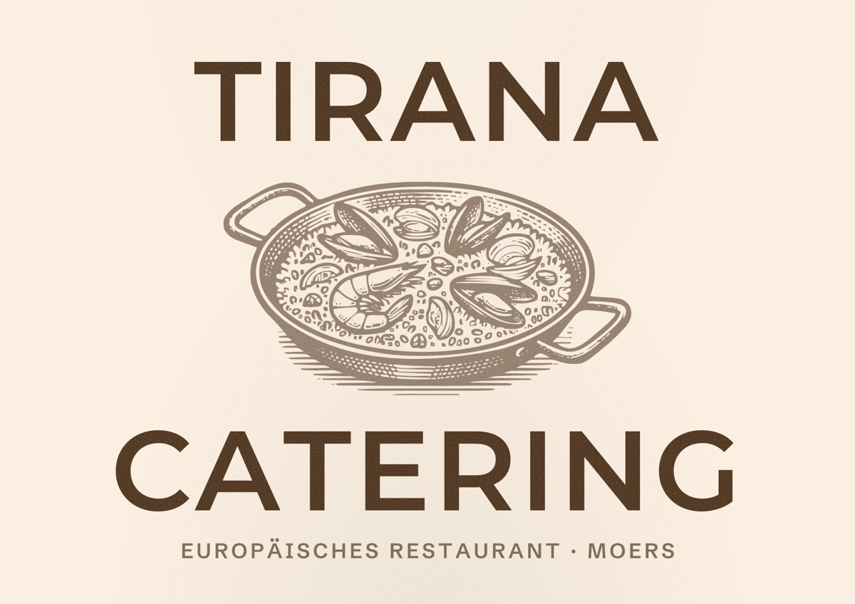 Illustriertes Poster von Tirana catering, Europäisches Restaurant in Moers