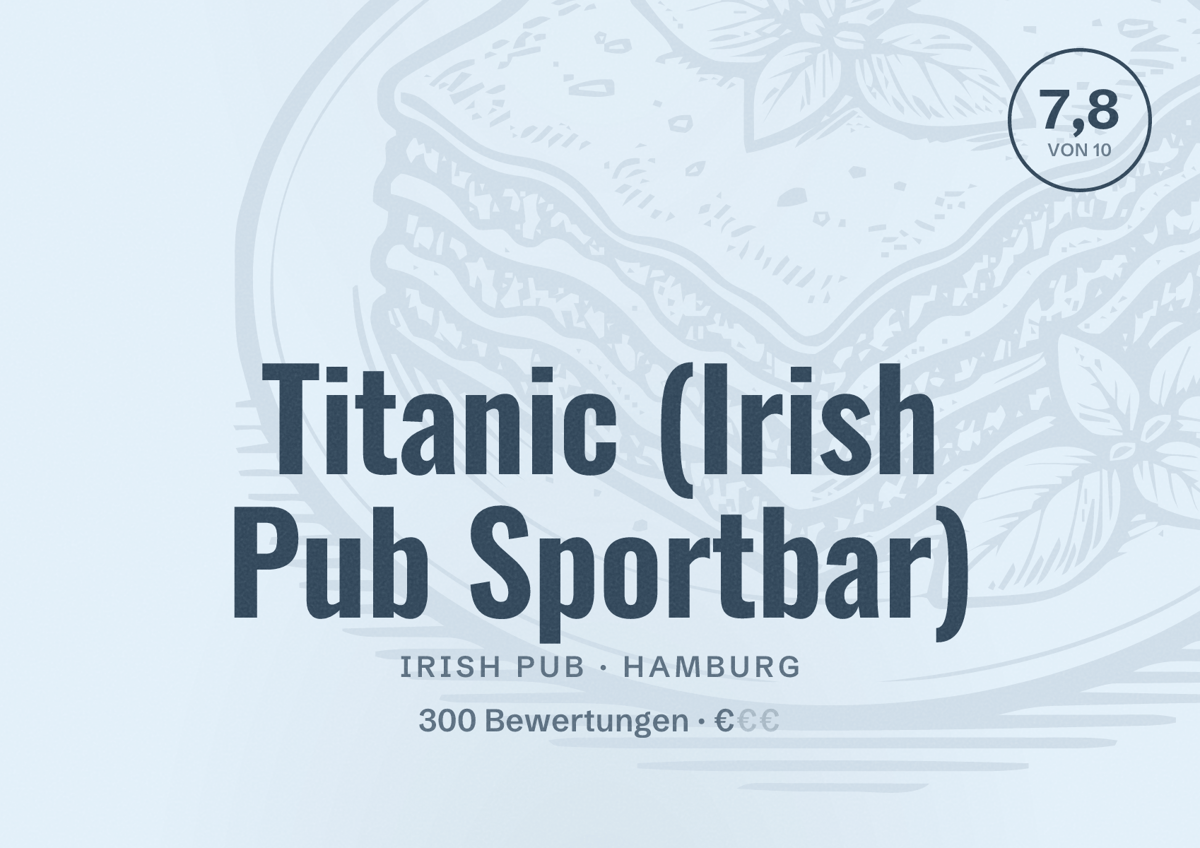 Illustriertes Poster von Titanic (Irish Pub Sportbar), Irish Pub in Hamburg: Bewertung 7,8 von 10 aus 300 Bewertungen, Preisniveau €