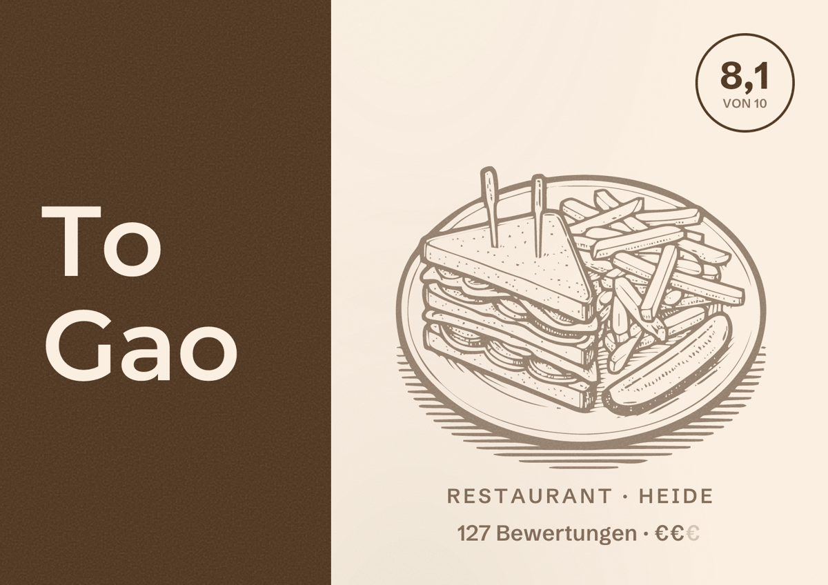 Illustriertes Poster von To Gao, Restaurant in Heide: Bewertung 8,1 von 10 aus 127 Bewertungen, Preisniveau €€