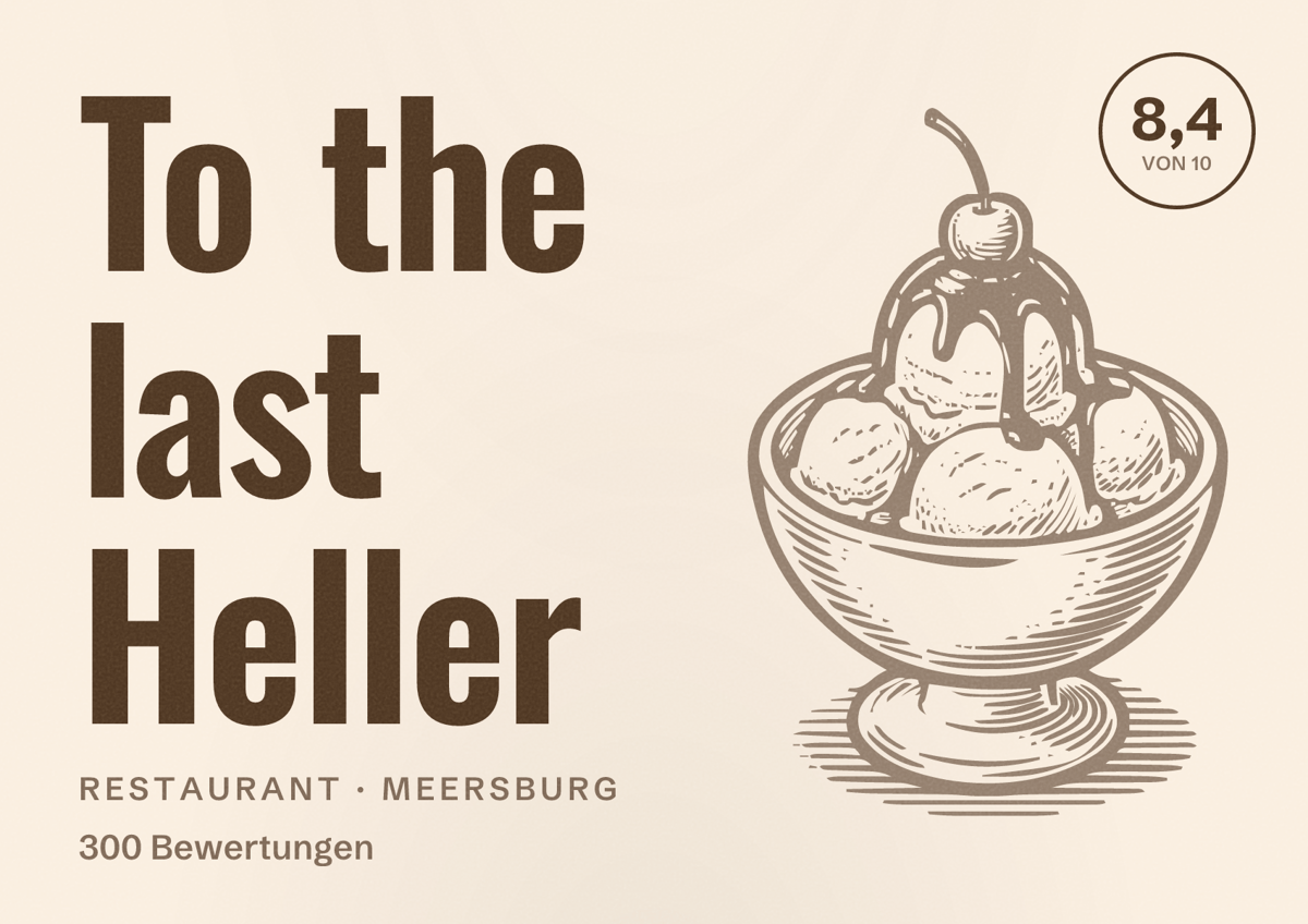 Illustriertes Poster von To the last Heller, Restaurant in Meersburg: Bewertung 8,4 von 10 aus 300 Bewertungen