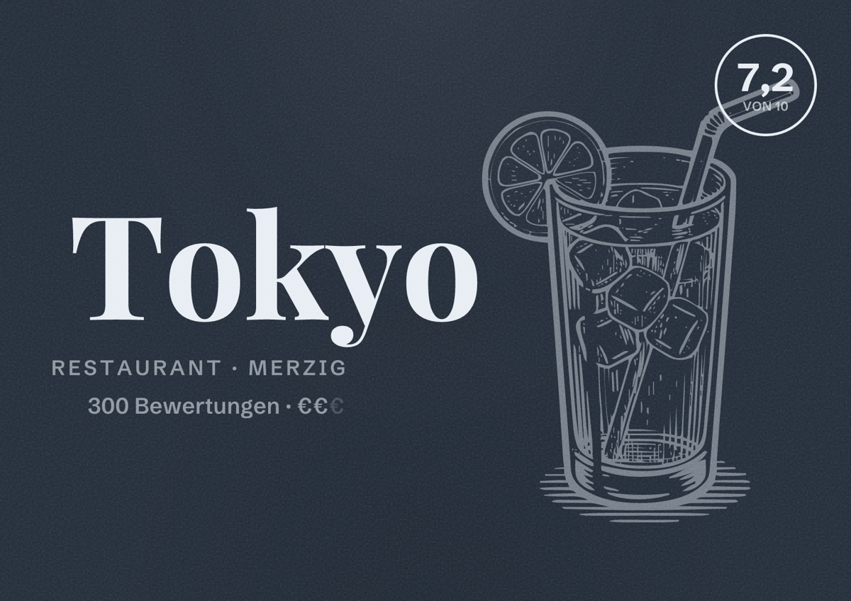 Illustriertes Poster von Tokyo, Restaurant in Merzig: Bewertung 7,2 von 10 aus 300 Bewertungen, Preisniveau €€
