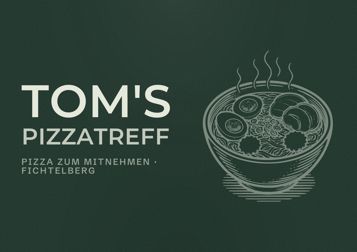 Illustriertes Poster von Tom's Pizzatreff, Pizza zum Mitnehmen in Fichtelberg