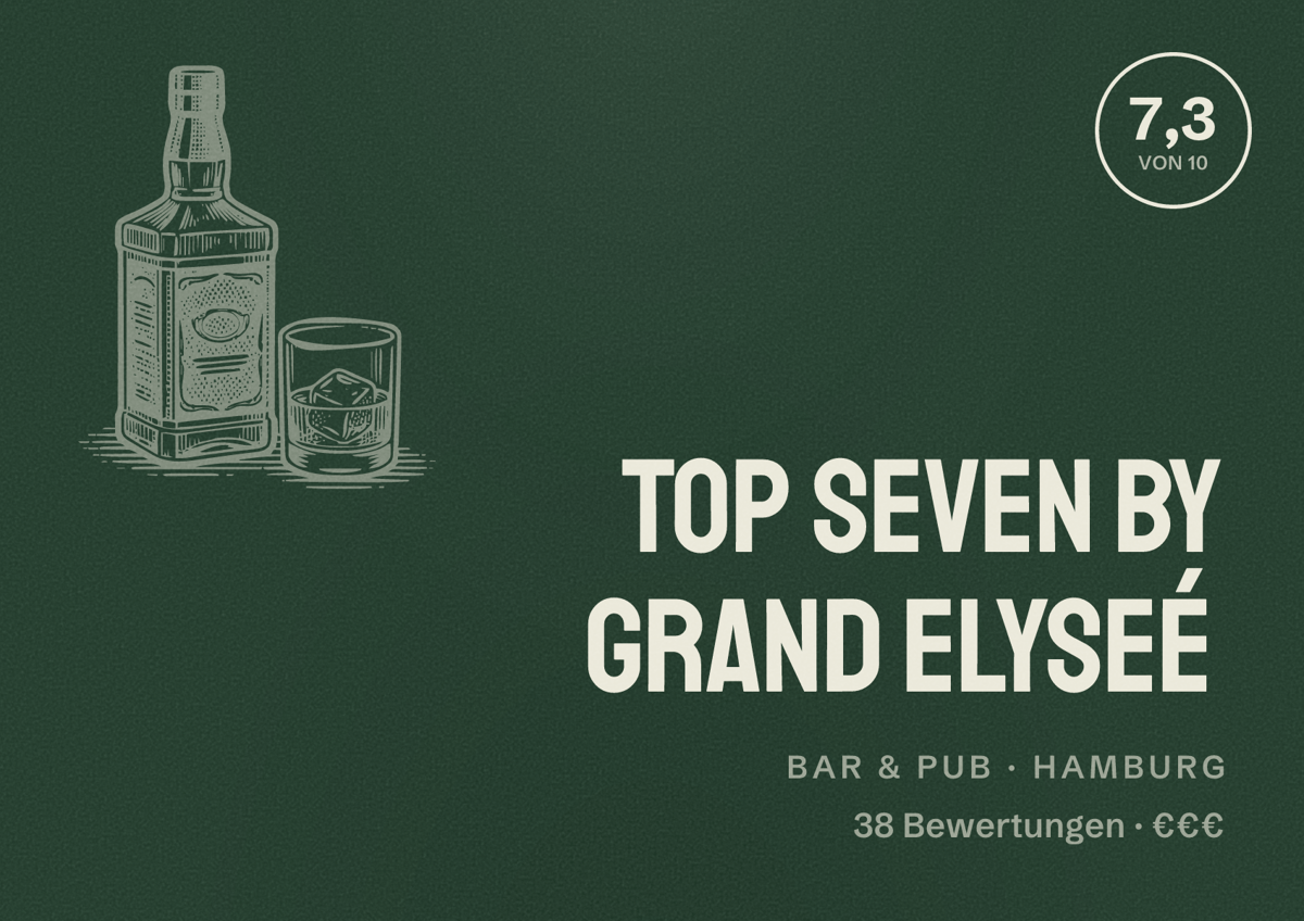 Illustriertes Poster von Top Seven by Grand Elyseé, Bar & Pub in Hamburg: Bewertung 7,3 von 10 aus 38 Bewertungen, Preisniveau €€€