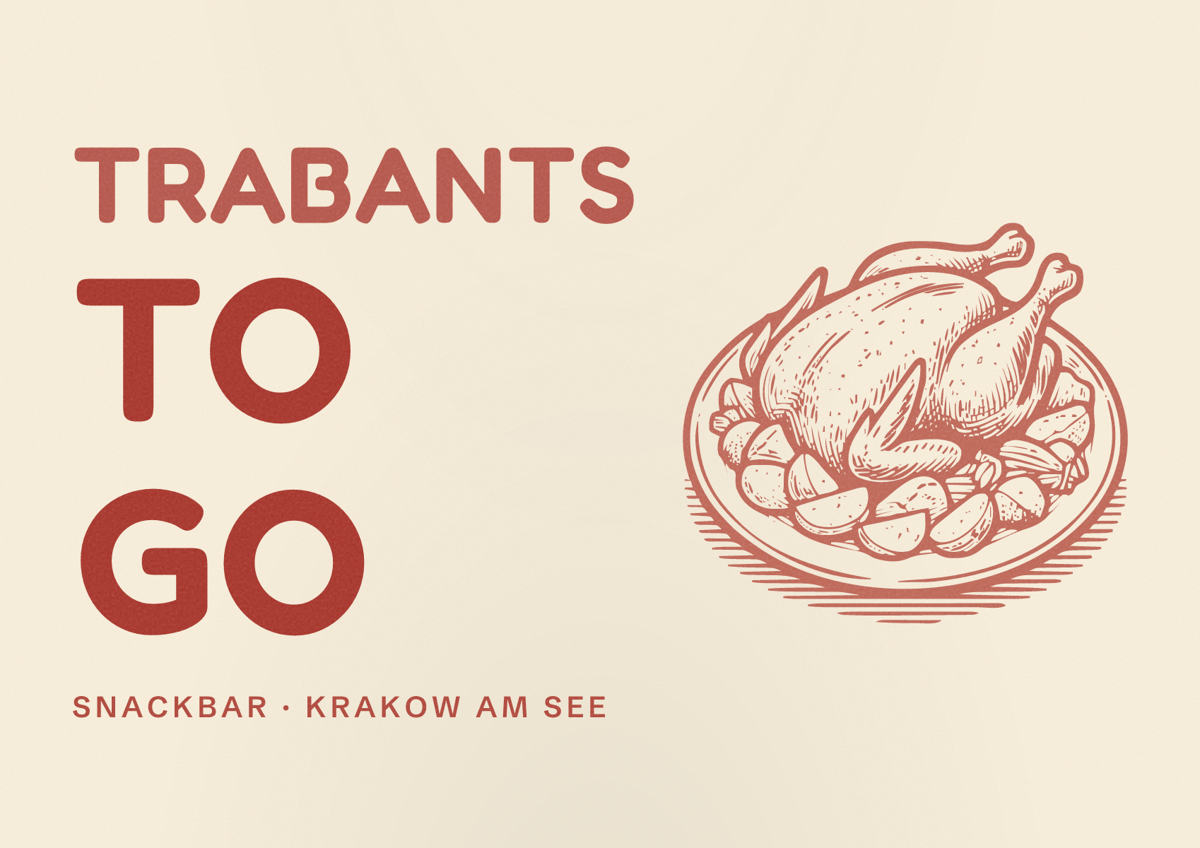 Illustriertes Poster von Trabants To Go, Snackbar in Krakow am See