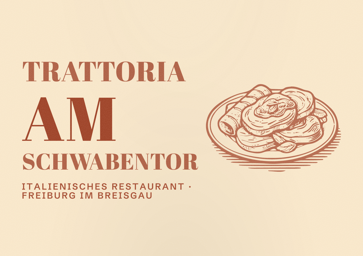 Illustriertes Poster von Trattoria am Schwabentor, Italienisches Restaurant in Freiburg im Breisgau