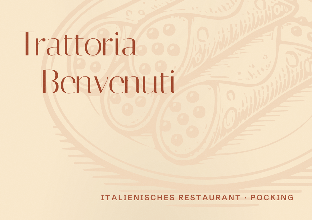 Illustriertes Poster von Trattoria Benvenuti, Italienisches Restaurant in Pocking