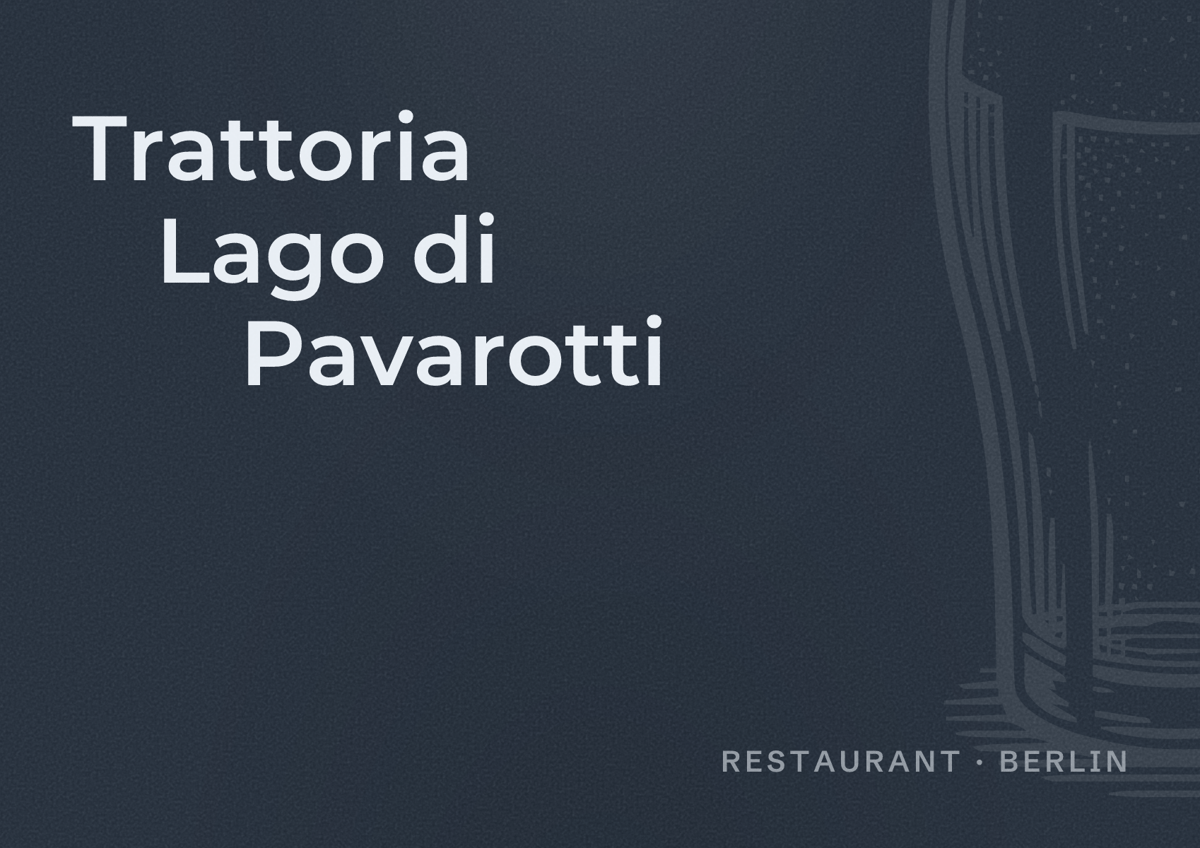 Illustriertes Poster von Trattoria Lago di Pavarotti, Restaurant in Berlin