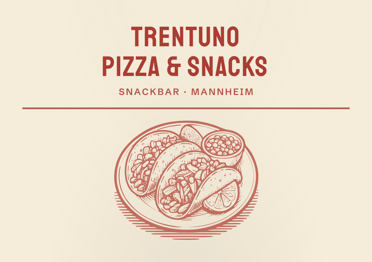Illustriertes Poster von Trentuno pizza & snacks, Snackbar in Mannheim