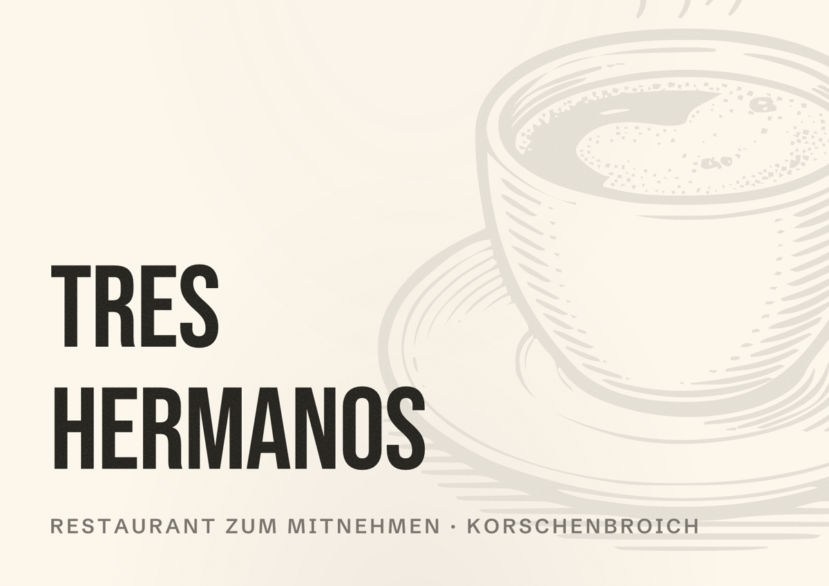 Illustriertes Poster von Tres Hermanos, Restaurant zum Mitnehmen in Korschenbroich