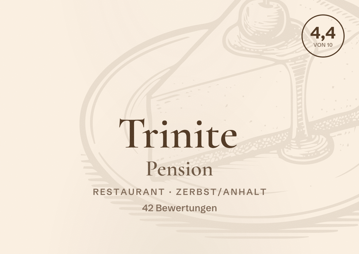 Illustriertes Poster von Trinite Pension, Restaurant in Zerbst/Anhalt: Bewertung 4,4 von 10 aus 42 Bewertungen