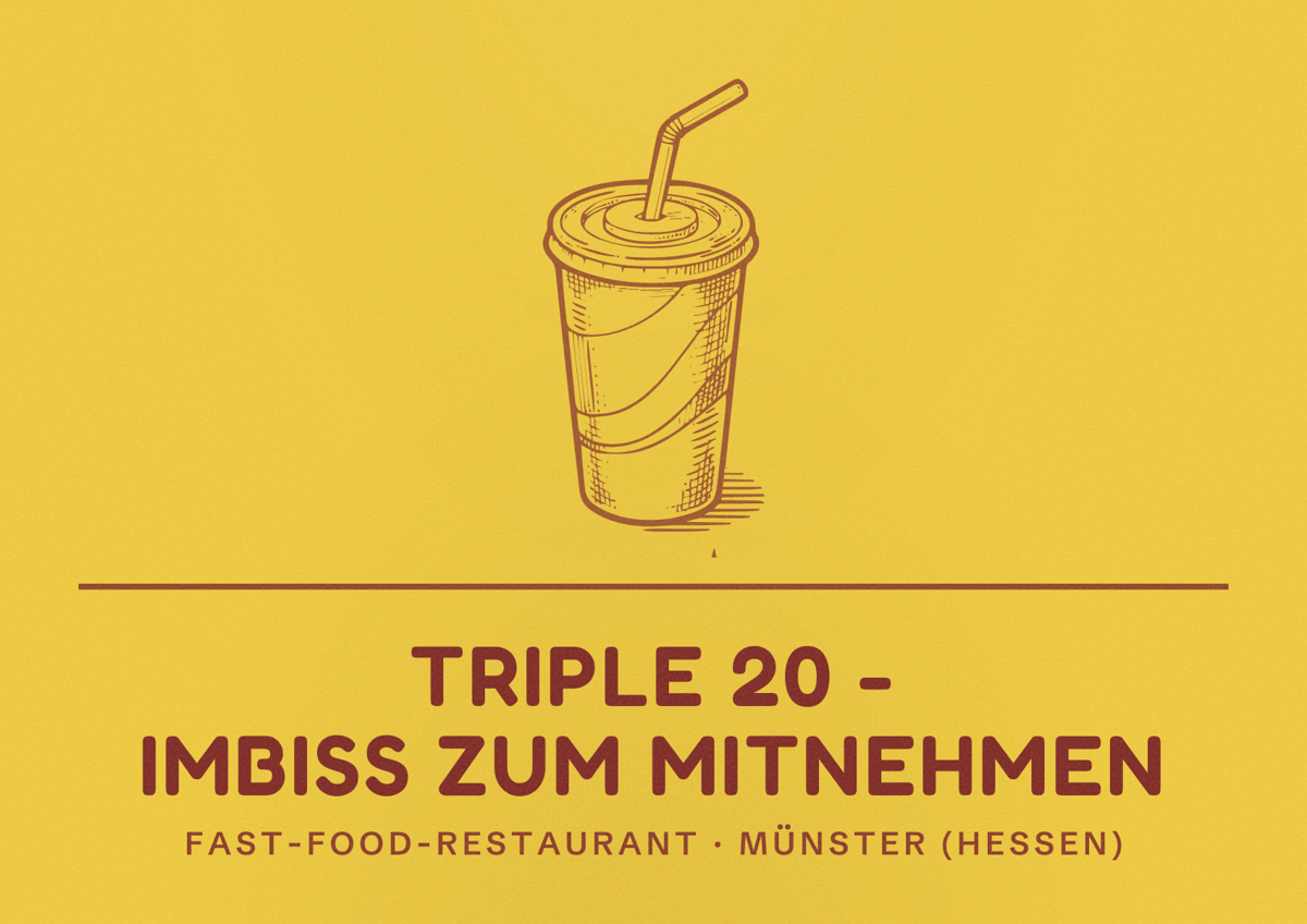 Illustriertes Poster von Triple 20 - Imbiß zum Mitnehmen, Fast-Food-Restaurant in Münster (Hessen)