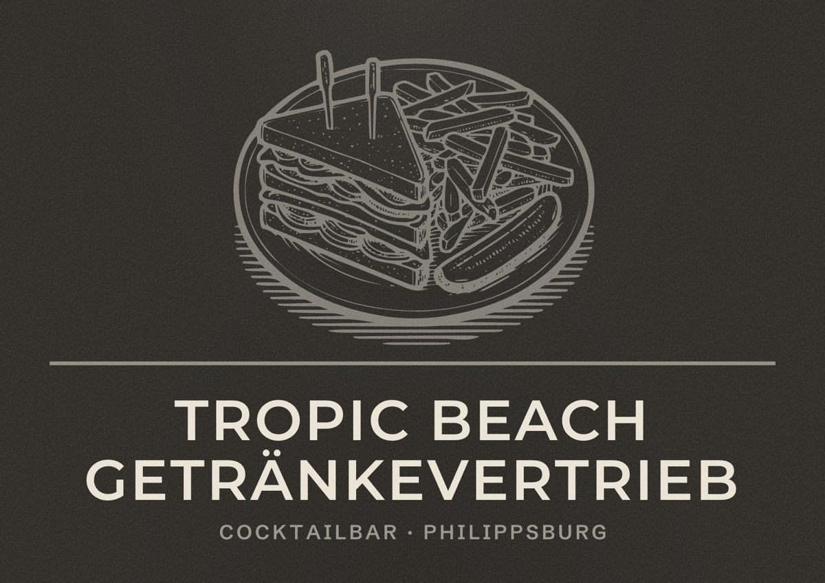 Illustriertes Poster von Tropic Beach Getränkevertrieb, Cocktailbar in Philippsburg