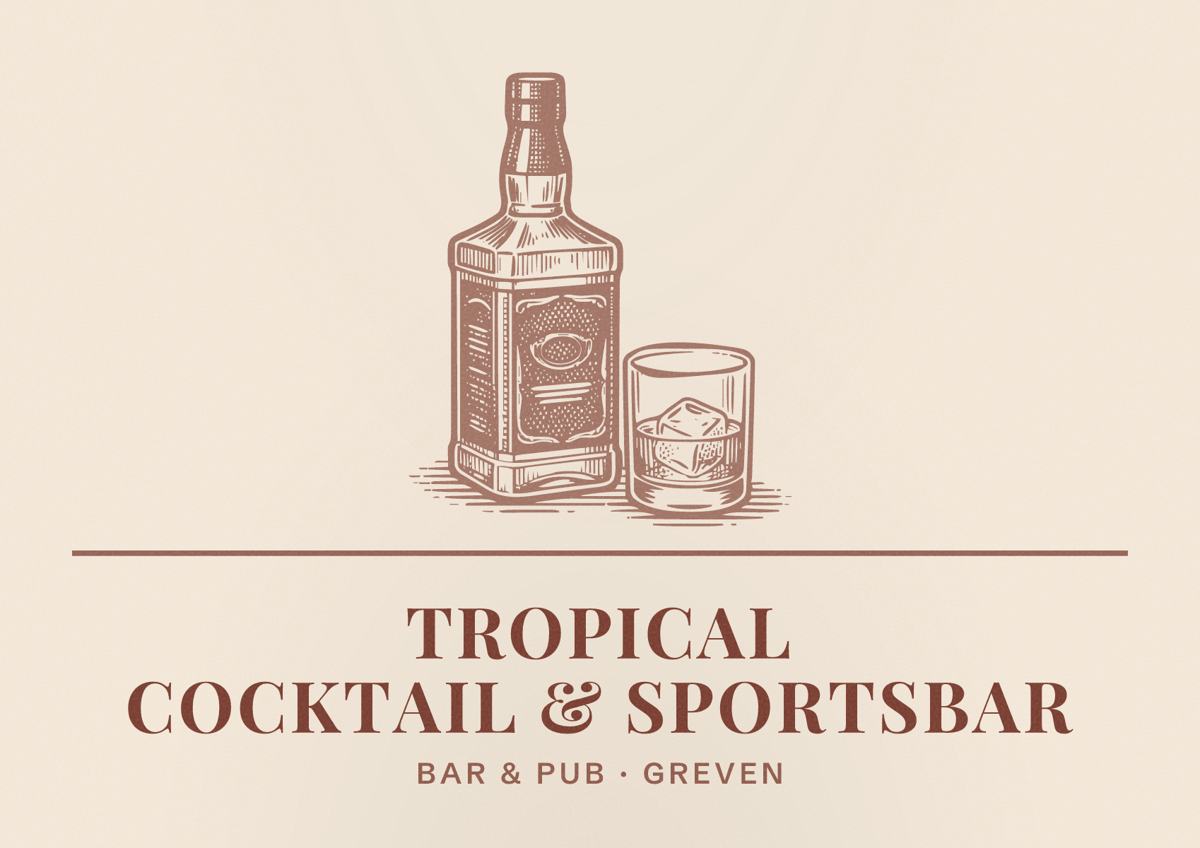 Illustriertes Poster von Tropical Cocktail & Sportsbar, Bar & Pub in Greven
