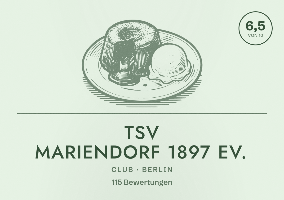 Illustriertes Poster von TSV Mariendorf 1897 eV., Club in Berlin: Bewertung 6,5 von 10 aus 115 Bewertungen