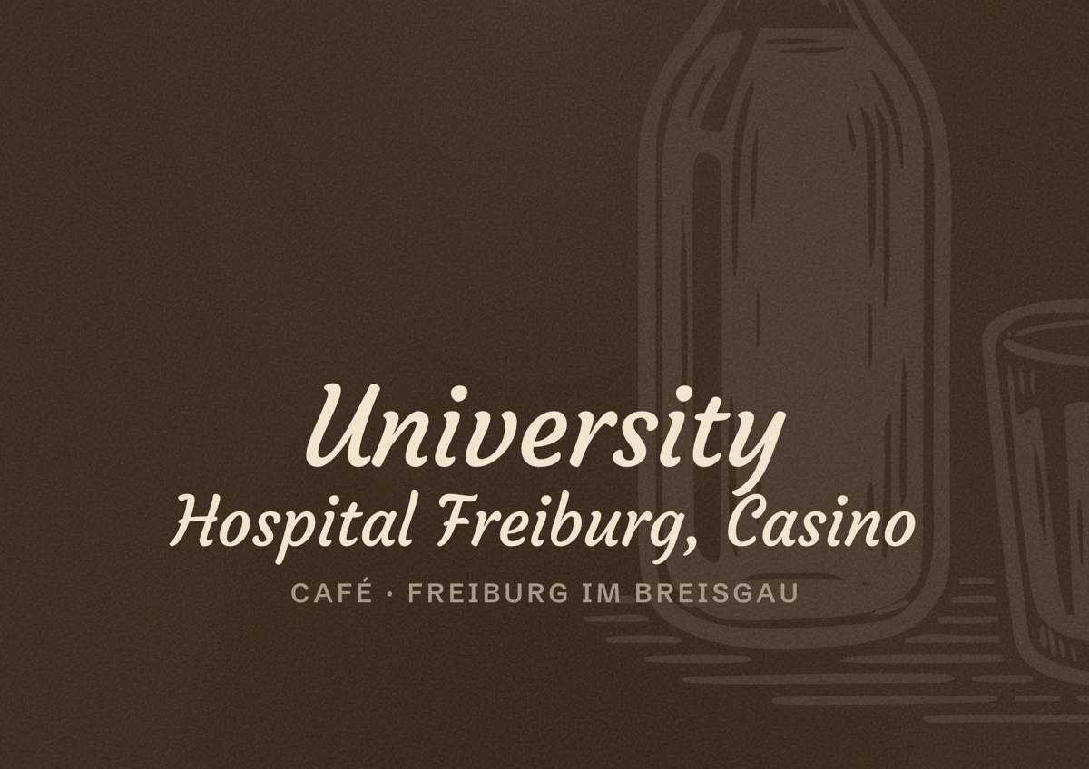 Illustriertes Poster von University Hospital Freiburg, Casino, Café in Freiburg im Breisgau