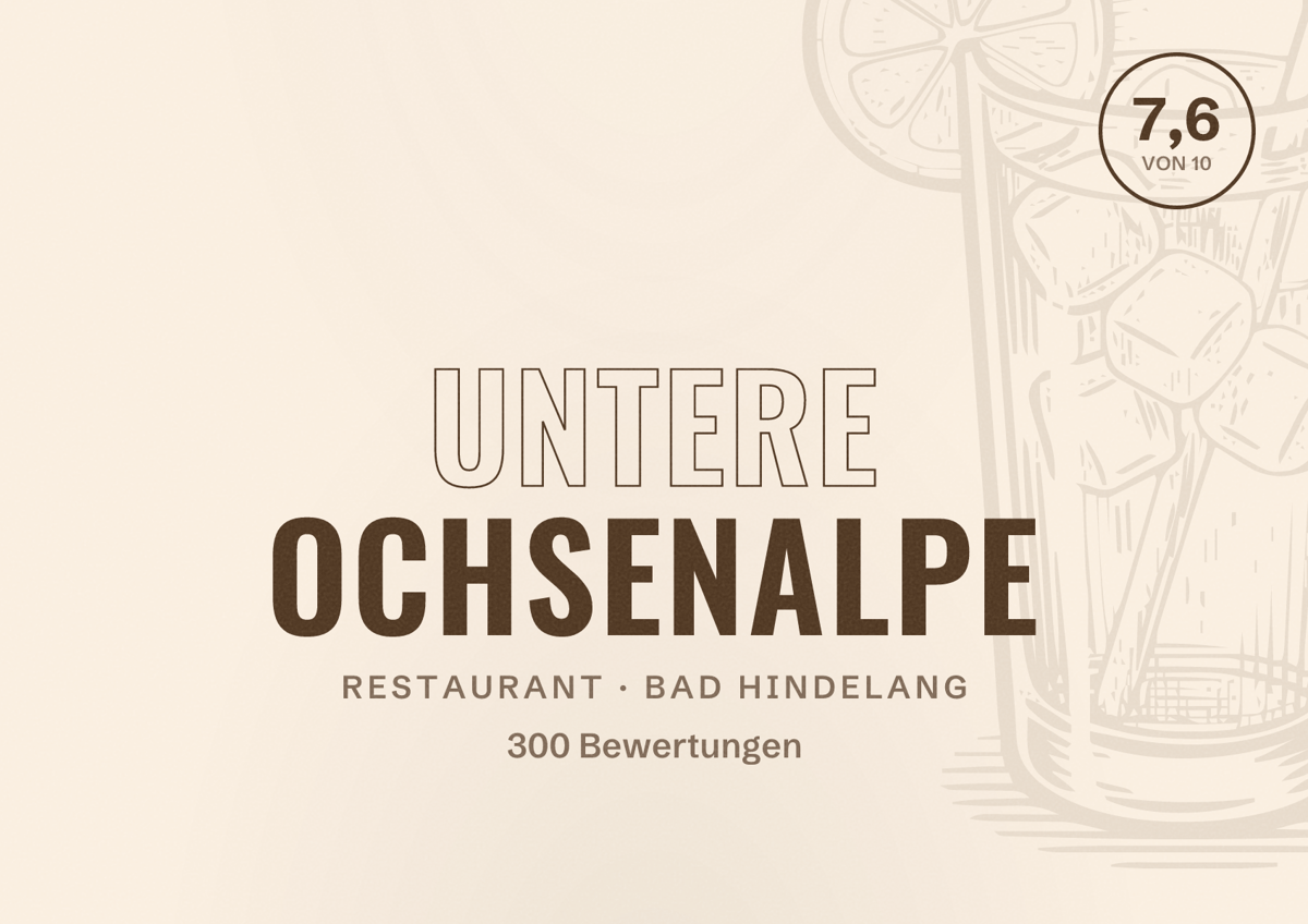 Illustriertes Poster von Untere Ochsenalpe, Restaurant in Bad Hindelang: Bewertung 7,6 von 10 aus 300 Bewertungen