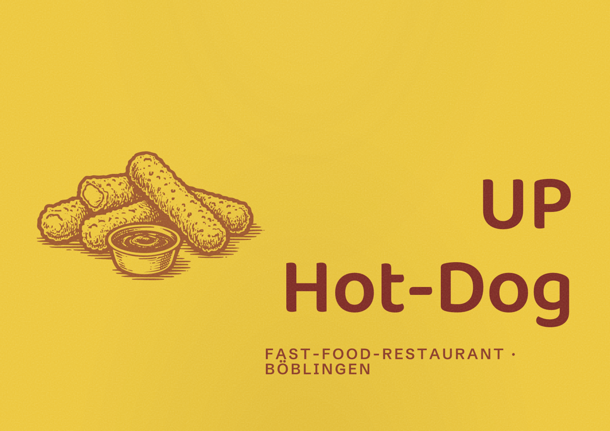 Illustriertes Poster von UP Hot-Dog, Fast-Food-Restaurant in Böblingen