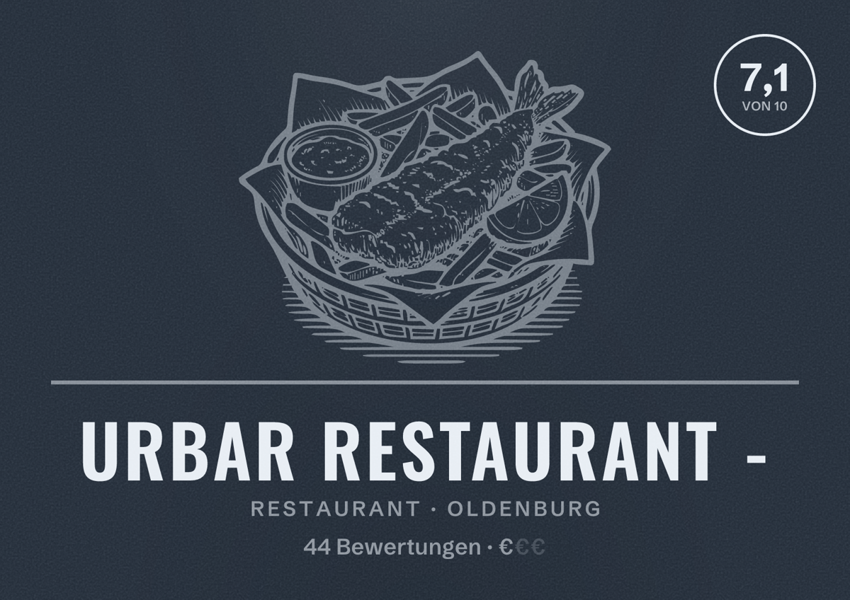 Illustriertes Poster von urBar Restaurant -, Restaurant in Oldenburg: Bewertung 7,1 von 10 aus 44 Bewertungen, Preisniveau €
