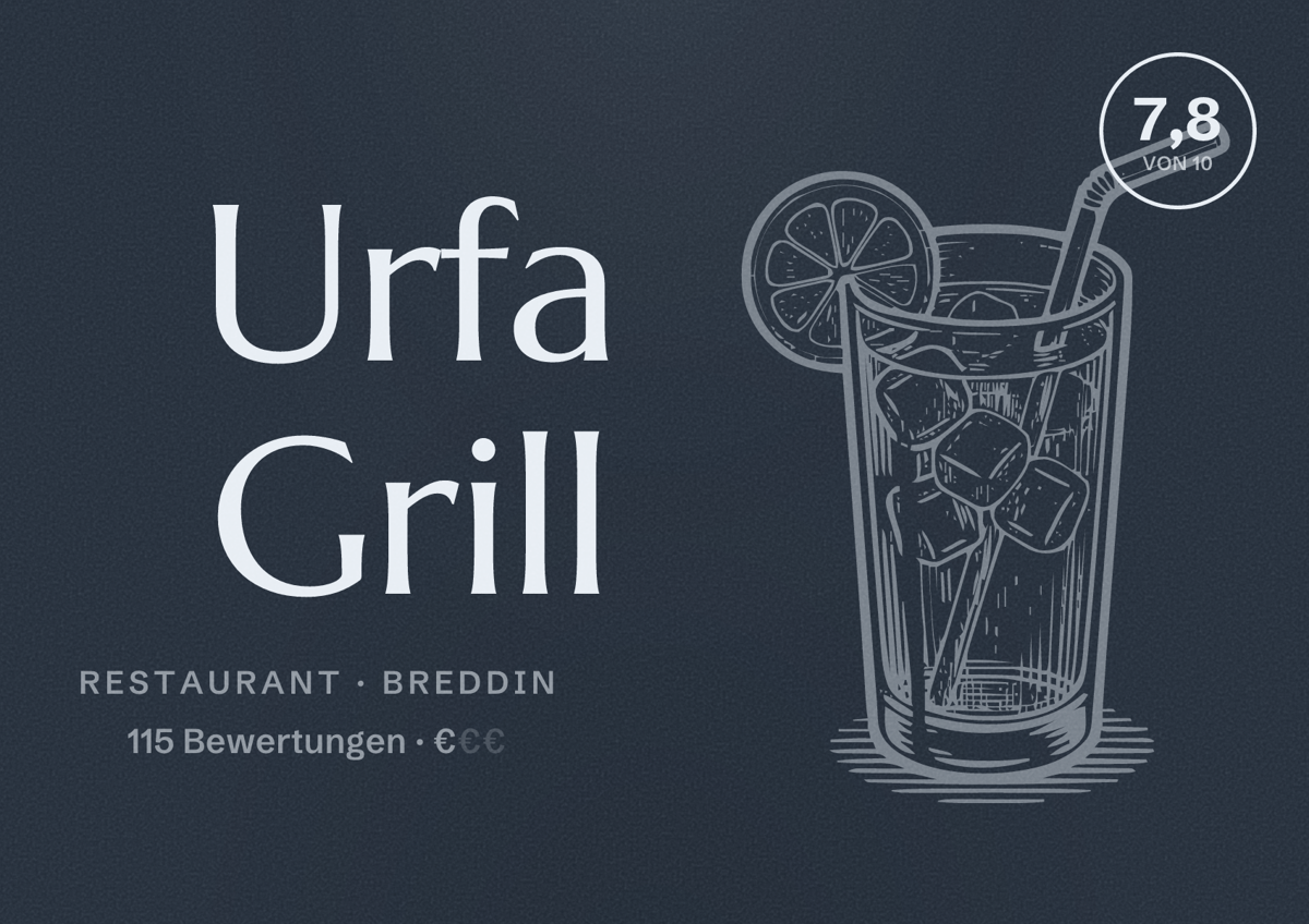 Illustriertes Poster von Urfa Grill, Restaurant in Breddin: Bewertung 7,8 von 10 aus 115 Bewertungen, Preisniveau €