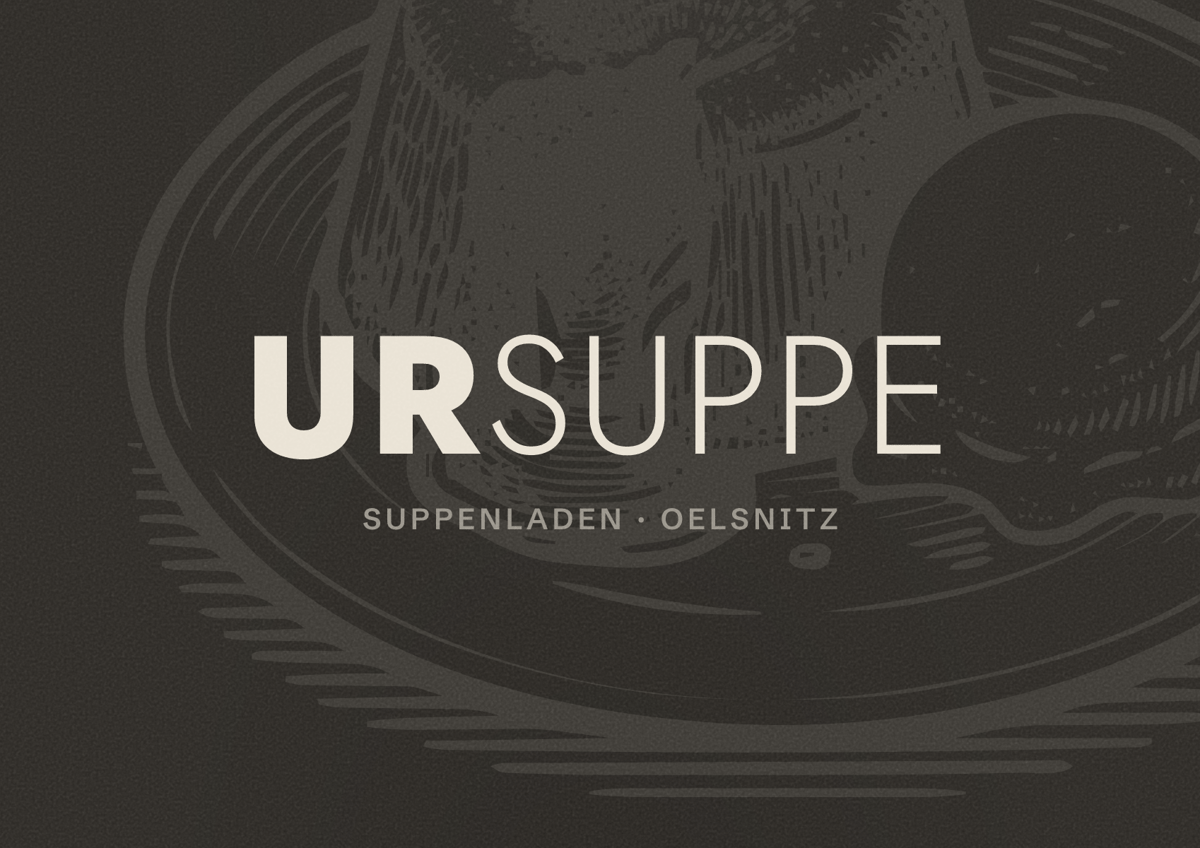 Illustriertes Poster von Ursuppe, Suppenladen in Oelsnitz