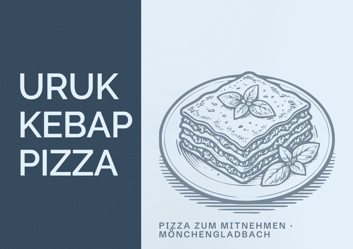 Illustriertes Poster von URUK KEBAP PIZZA, Pizza zum Mitnehmen in Mönchengladbach