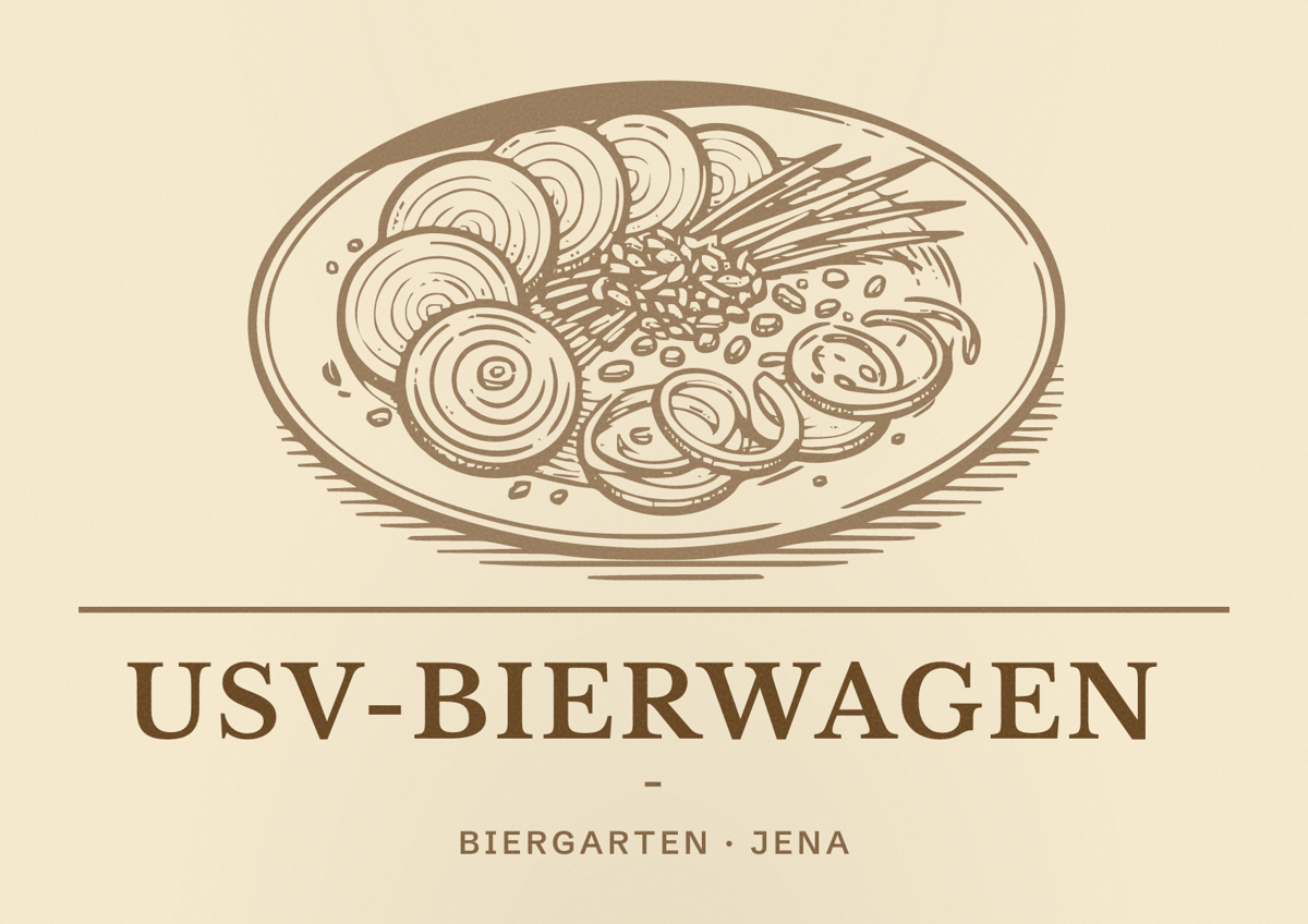 Illustriertes Poster von USV-Bierwagen -, Biergarten in Jena