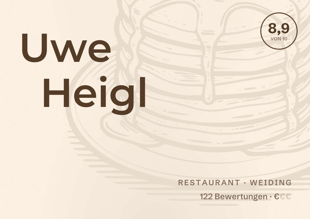 Illustriertes Poster von Uwe Heigl, Restaurant in Weiding: Bewertung 8,9 von 10 aus 122 Bewertungen, Preisniveau €
