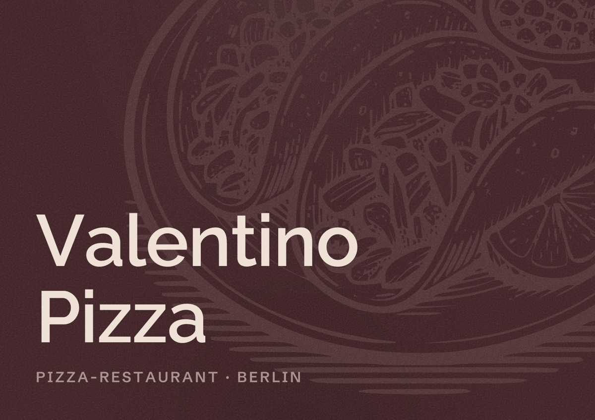 Illustriertes Poster von Valentino Pizza, Pizza-Restaurant in Berlin