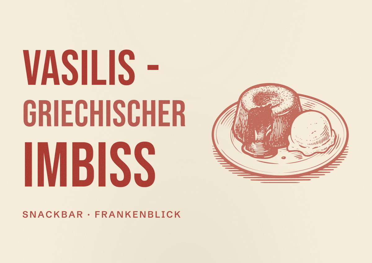 Illustriertes Poster von VASILIS - Griechischer Imbiss, Snackbar in Frankenblick