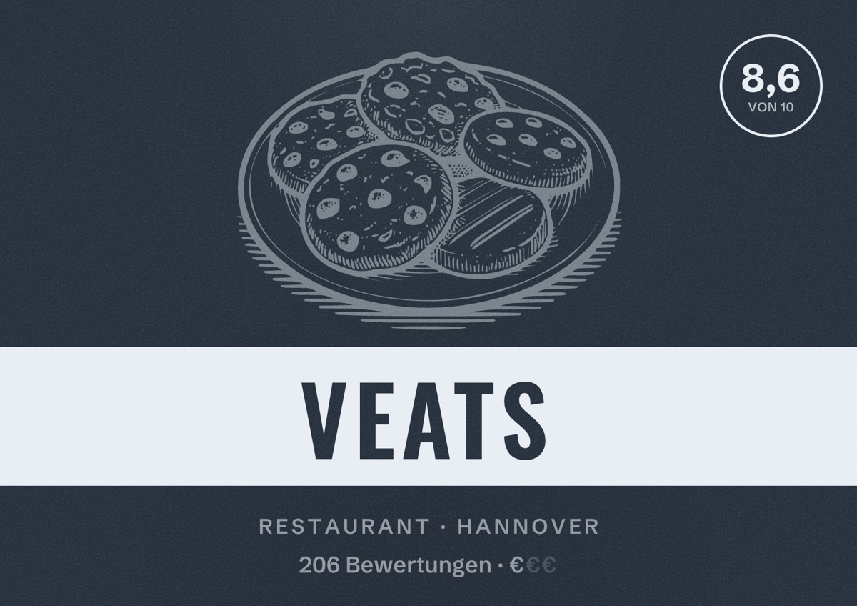 Illustriertes Poster von VEATS, Restaurant in Hannover: Bewertung 8,6 von 10 aus 206 Bewertungen, Preisniveau €