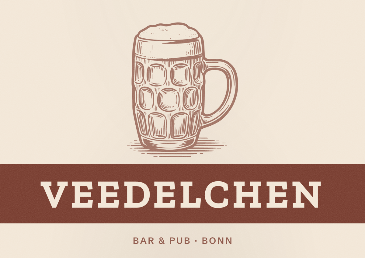 Illustriertes Poster von Veedelchen, Bar & Pub in Bonn