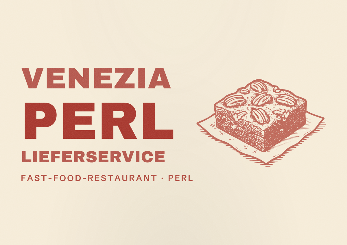 Illustriertes Poster von Venezia Perl Lieferservice, Fast-Food-Restaurant in Perl