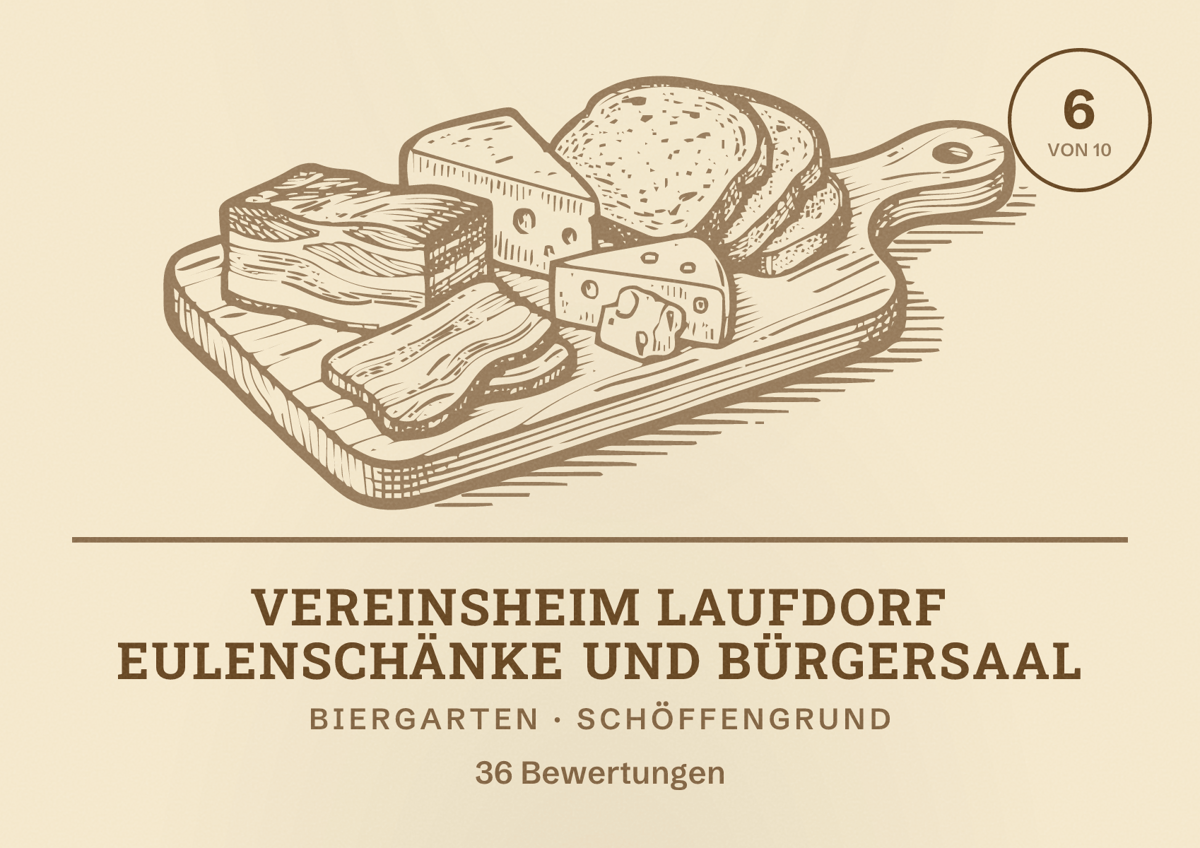 Illustriertes Poster von Vereinsheim Laufdorf Eulenschänke und Bürgersaal, Biergarten in Schöffengrund: Bewertung 6 von 10 aus 36 Bewertungen