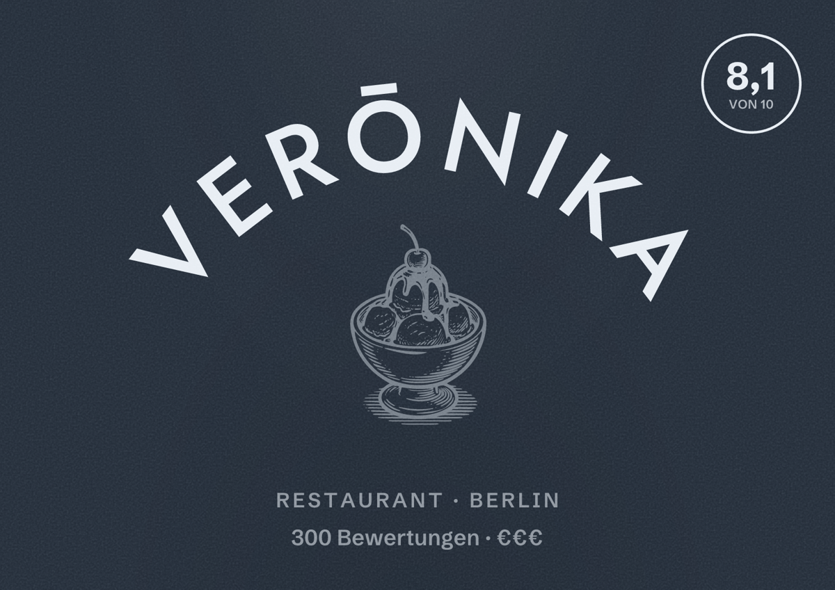 Illustriertes Poster von Verōnika, Restaurant in Berlin: Bewertung 8,1 von 10 aus 300 Bewertungen, Preisniveau €€€